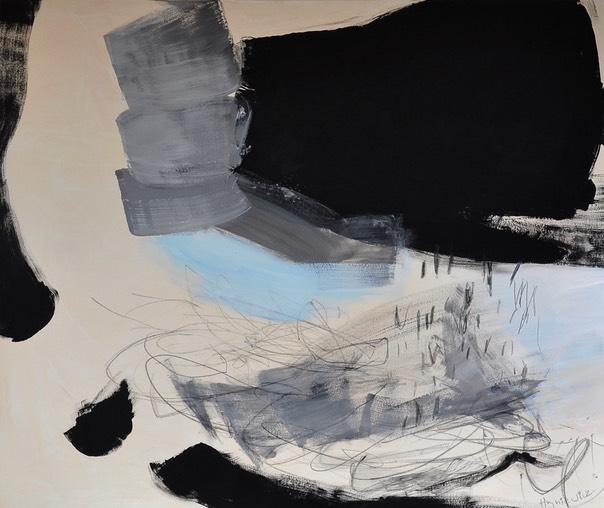 Anna Hryniewicz, acryl/canv 120x120cm, dreaming in black and white2018