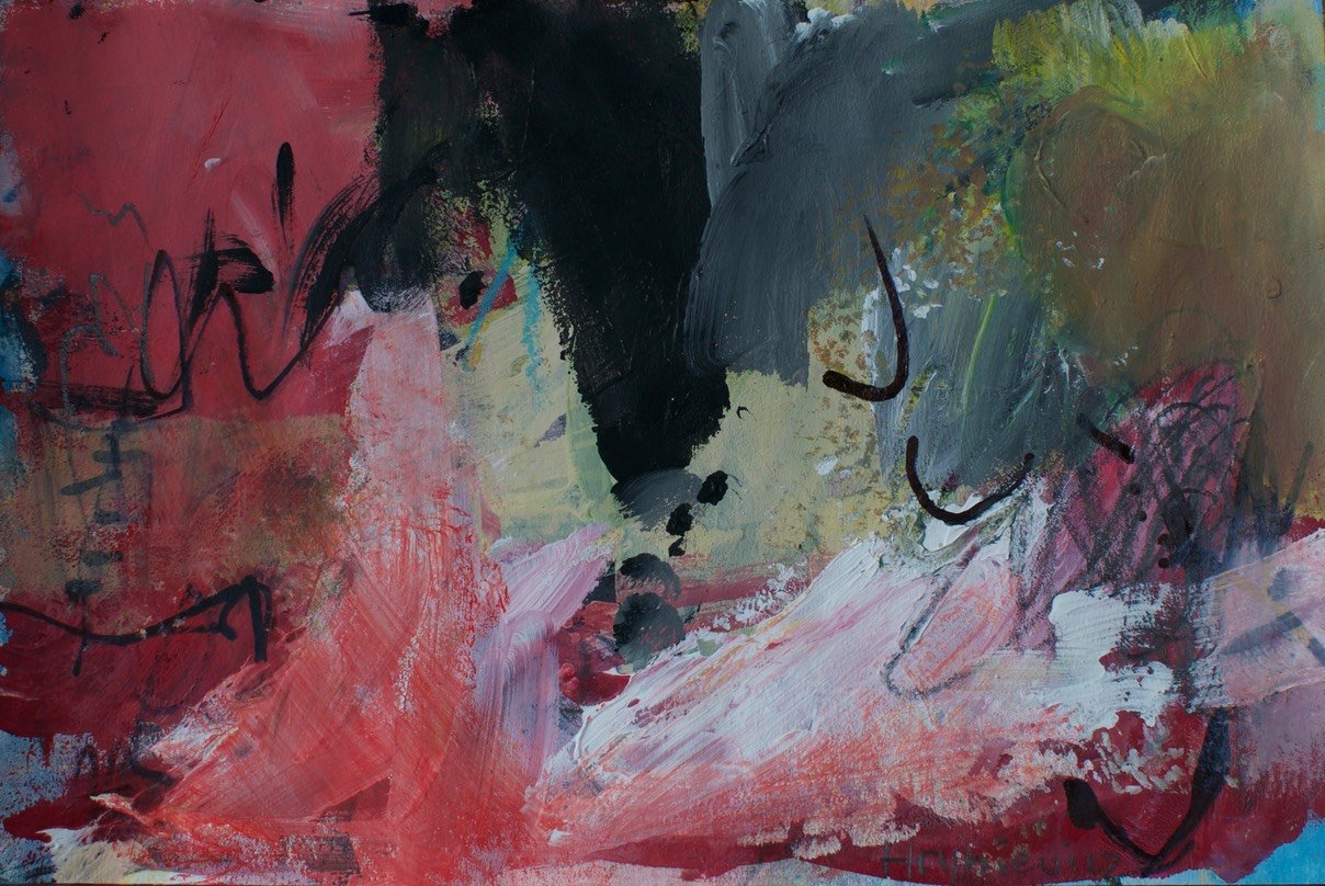 Anna Hryniewicz, Aubergine and black, acrylic, marker on paper