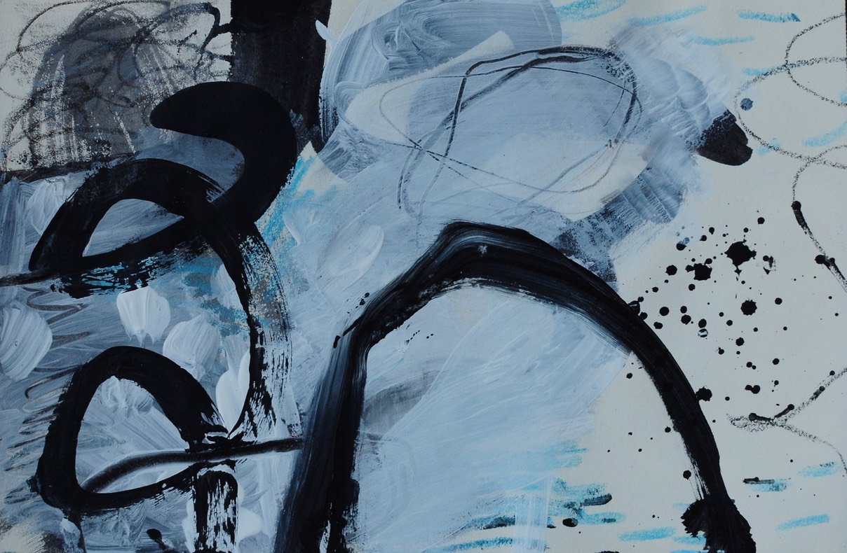 Anna Hryniewicz, black thoughts, mixed media on paper