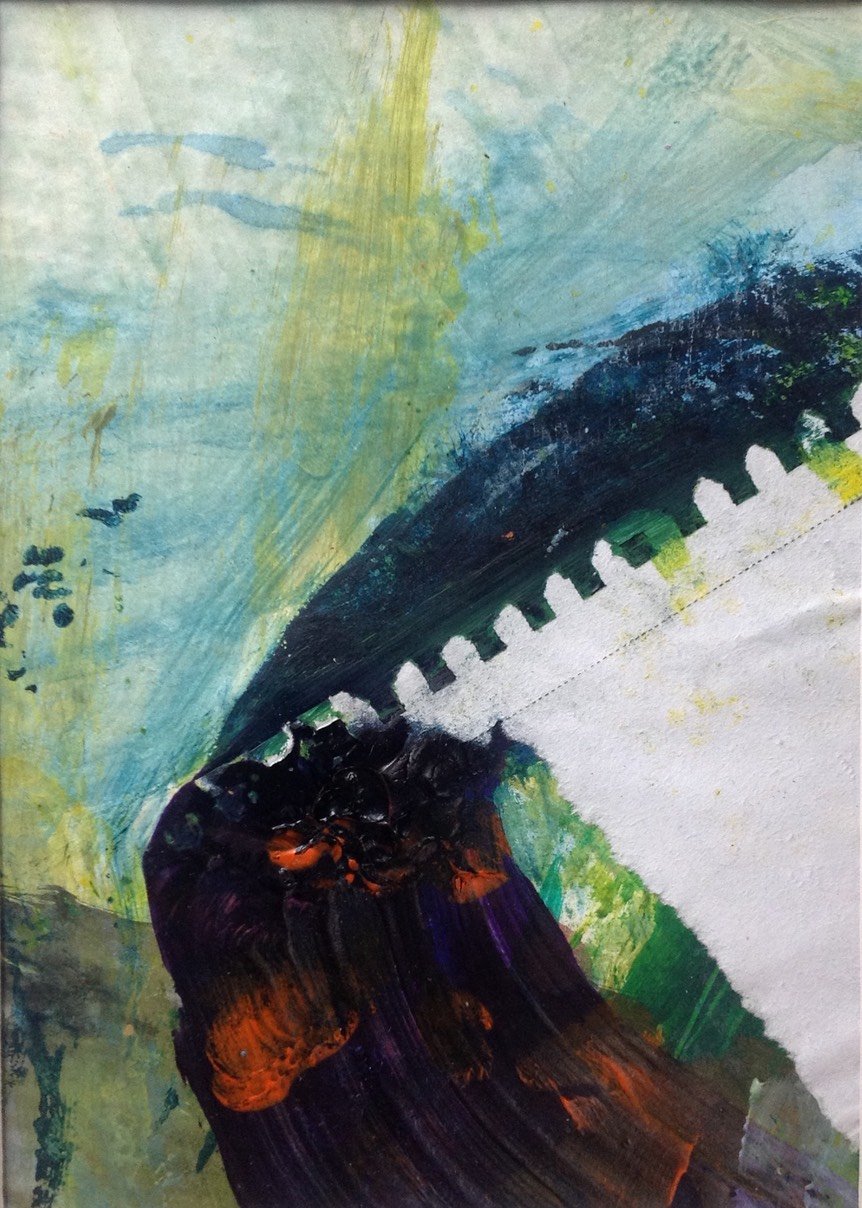 Anna Hryniewicz, green collage, mixed media / paper, 25x20cm 2016