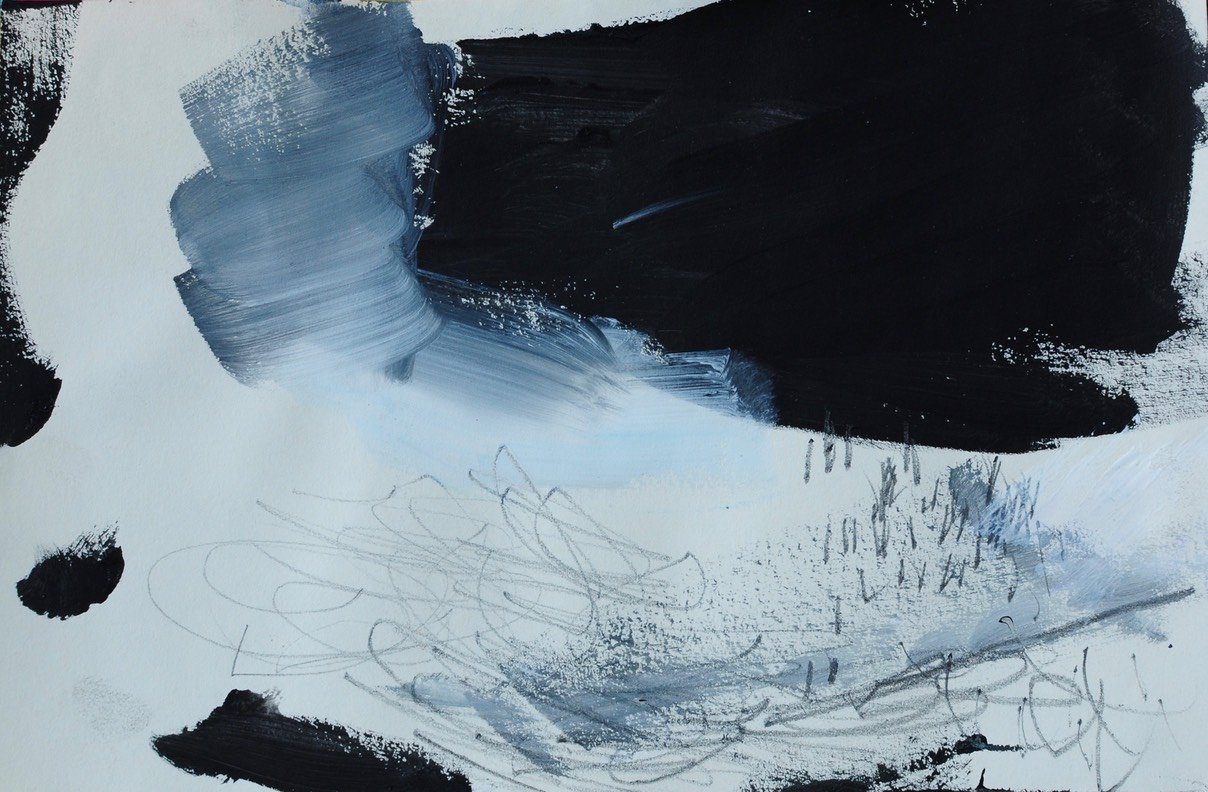 Anna Hryniewicz, thoughts in a dark day, mixed media on paper