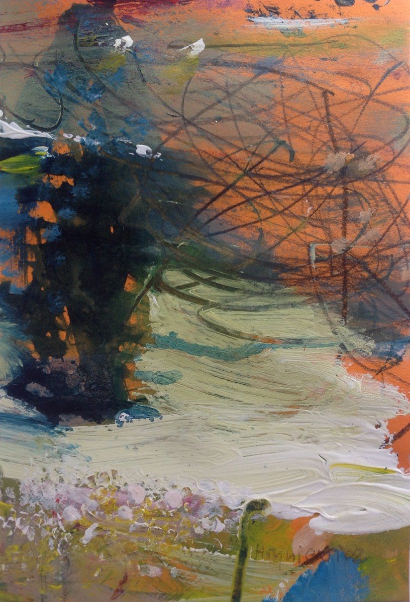 Anna Hryniewicz, view with a cobweb, mixed media / paper, 25x20cm 2016