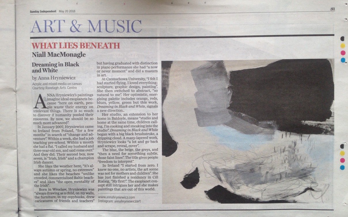 Article Sunday Independent on Anna Hryniewicz
