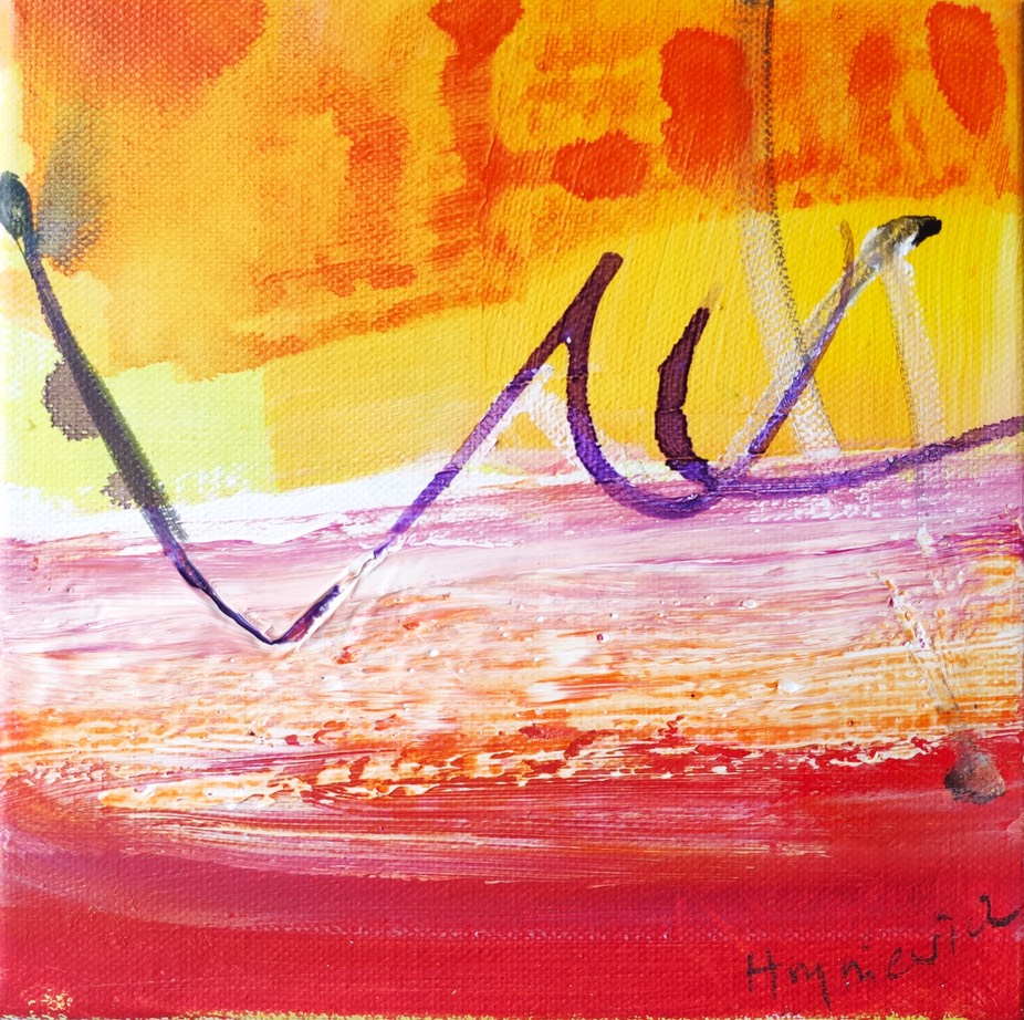 Red composition 20x20cm acr on canv  Hryniewicz