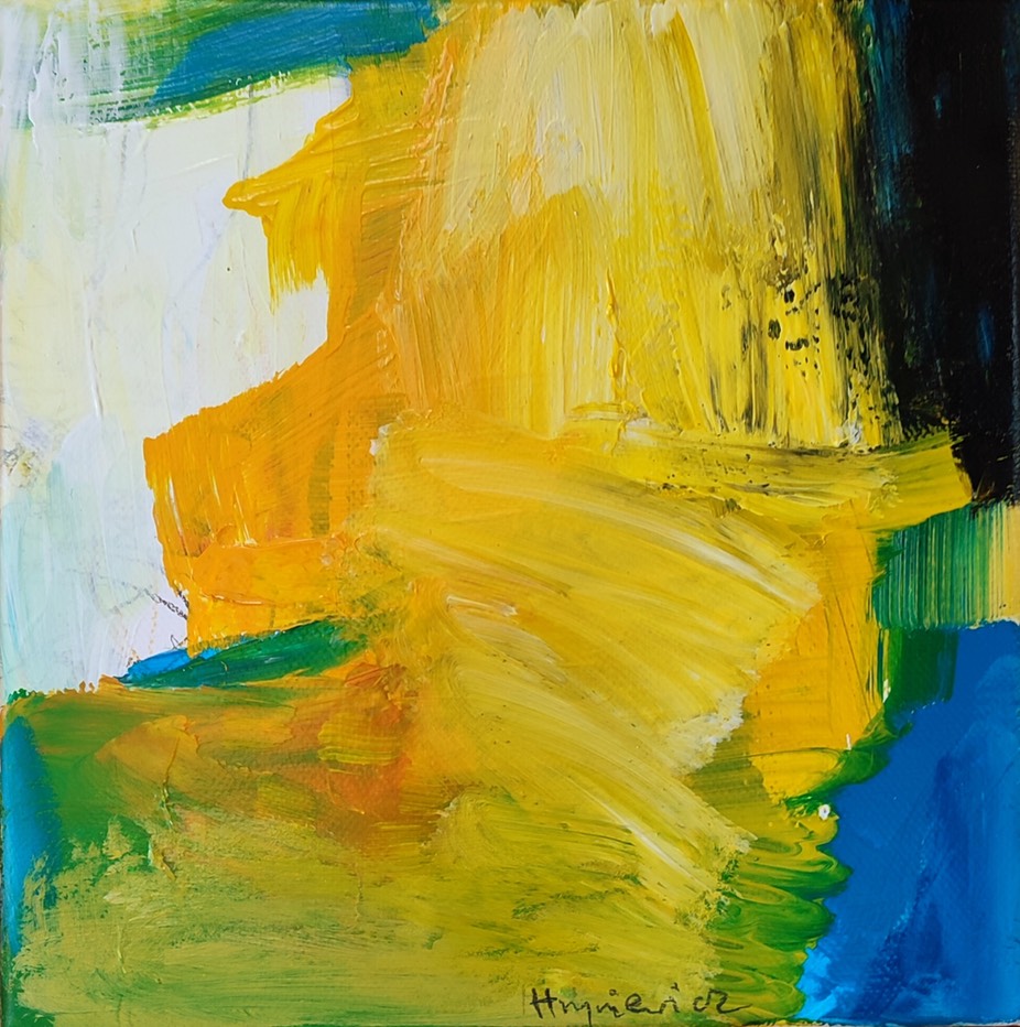 yellow on canvas 20x20cm Anna Hryniewicz
